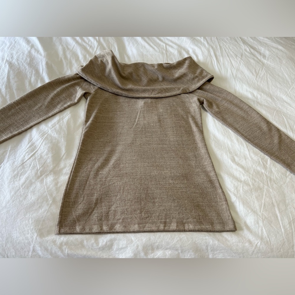 Haven Well Within Talbots Size M Cowl Neck Sweater Comfy Cozy Heathered Biege.